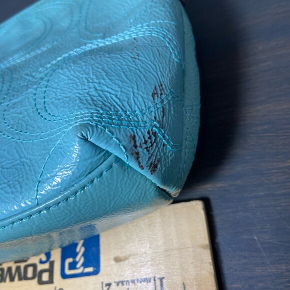 Coach Madison Turquoise Patent Leather Wristlet / Small Shoulder Bag - Picture 10 of 12